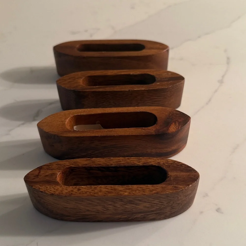 Vintage Wooden Napkin Rings Set of 4